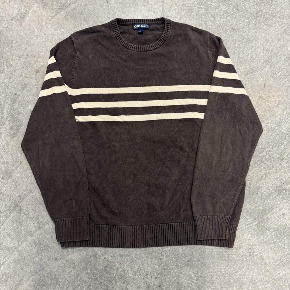 Men's Brown Striped Cherokee Sweater Cream Earthtone Granola Fisherman Retro XL